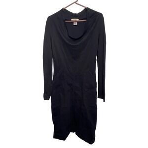 Prairie Underground Dayframing Black Cowl Neck L Slv Dress L Organic Cotton Hemp